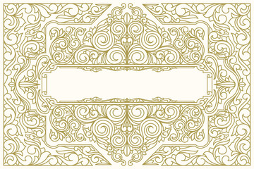 Decorative monochrome ornate retro design blank card