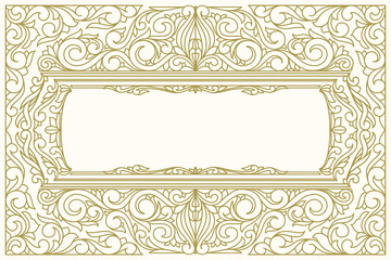 Decorative monochrome ornate retro design blank card
