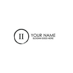 II Initials handwritten minimalistic logo template vector