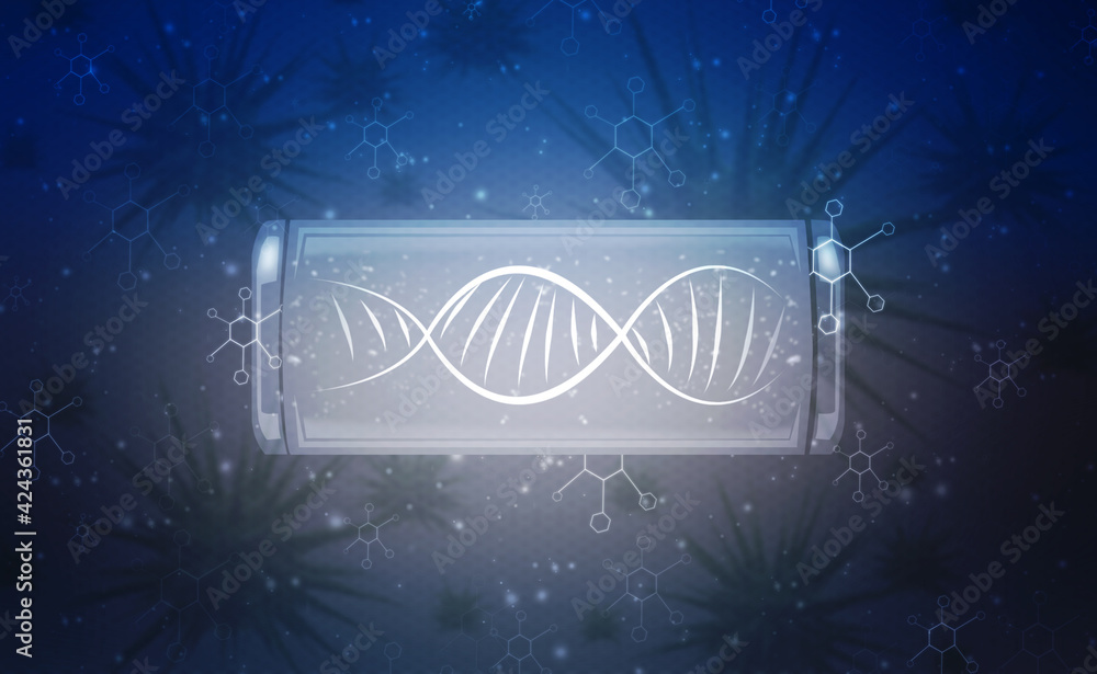 Poster 2d render of dna structure, abstract background