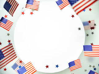 American flag on a transparent multi-layer background. Happy Independence Day, July 4, USA. Veterans ' Memorial Day. The concept of patriotism and freedom