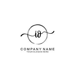IO Initials handwritten minimalistic logo template vector
