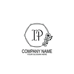 IP Initials handwritten minimalistic logo template vector