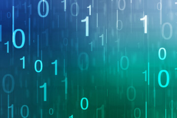 2d illustration abstract digital binary data on computer screen