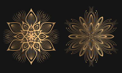 Indian floral paisley medallion banners. Ethnic Mandala ornament. Vector Henna tattoo style. Can be used for textile, greeting card, coloring book,