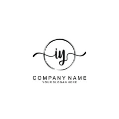 IY Initials handwritten minimalistic logo template vector