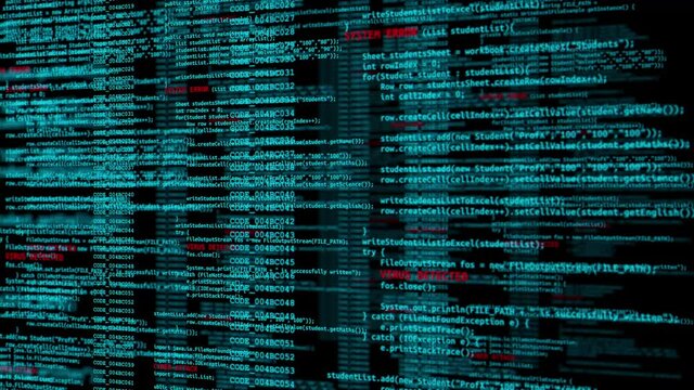 Computer screen with hacking warning message. Cybercrime concept. system under attack. Software developer programming code technology Network Security, Cyber Security, Digital Protection.