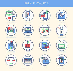 business icon set. hand drawn style vector design illustrations. 