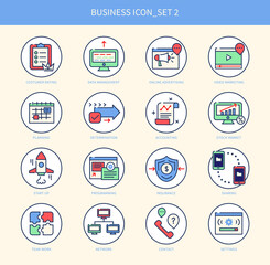 business icon set. hand drawn style vector design illustrations. 