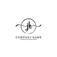 JK Initials handwritten minimalistic logo template vector