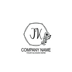 JK Initials handwritten minimalistic logo template vector