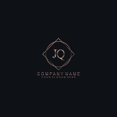 JQ Initials handwritten minimalistic logo template vector