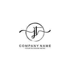 JT Initials handwritten minimalistic logo template vector