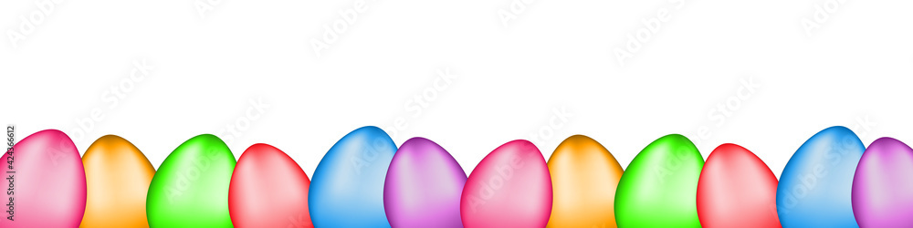 Aufkleber Set of multicolored glossy Easter eggs located at the bottom. 12 colored eggs on an isolated background. Easter, the symbol of the holiday. Stock illustration EPS 10