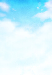空と雲のグラデーションの水彩風景のベクターイラスト背景