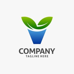 Letter V leaf logo design