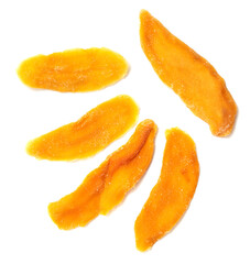 Dried mango closeup isolated on white