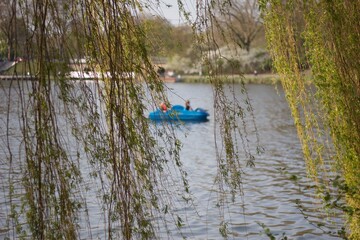 Obraz premium canoe on the Aasee in Münster, Germany 