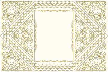 Decorative monochrome ornate retro design blank card