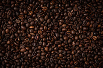 Coffee beans background or texture.
