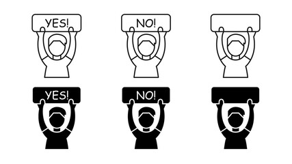 Protest person icons set. The concept of revolution, uprising or boycott. Vector illustration in flat style