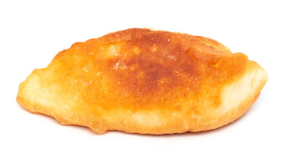 Pie with potatoes fried in oil isolated on a white background.