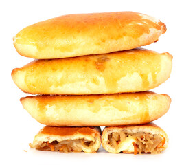 Cabbage patties isolated on a white background.