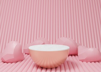 3d rendering Pink pastel display podium product stand on background. abstract minimal geometry. Premium Image