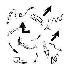 Hand drawn arrow vector icons set. sketch arrow design for business plan and education.
