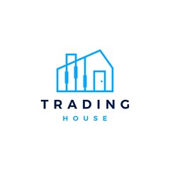 trading house candlestick finance logo vector icon illustration