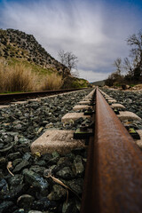 Railway to sky in rural countryside
