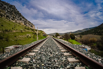 Railway to sky in rural countryside
