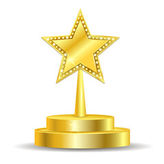 Golden star award on pedestal 