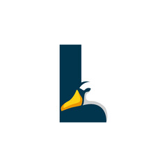 Letter L Goose Logo Design Template Inspiration, Swan Vector, Initial Logo.