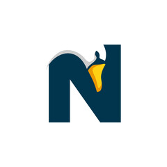 Letter N Goose Logo Design Template Inspiration, Swan Vector, Initial Logo.