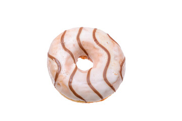 glazed doughnut with white chocolate frosting,isolated on a white background.
