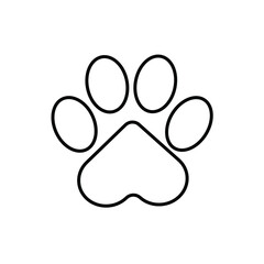 Paws of a cat, dog, puppy. Black footprint of an animal isolated on white background for coloring books, postcards, websites, veterinary clinics, children's prints. Vector graphics.