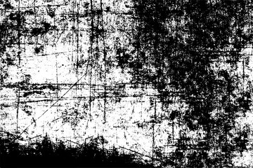 Grunge background black and white. Texture of chips, cracks, scratches, scuffs, dust, dirt. Dark monochrome surface. Old vintage vector pattern