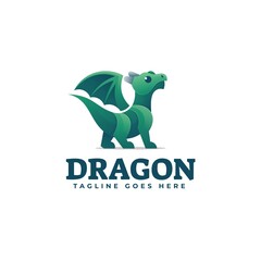 Vector Logo Illustration Dragon Gradient Colorful Style.