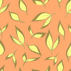 vector seamless pattern of leaves with yellow shadow . For fabrics, textiles, clothing, wallpaper, paper, backgrounds, flyers and invitations