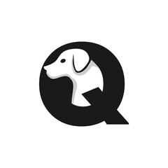 Letter Q Dog Logo Design Template Inspiration, Dog Vector, Initial Logo.