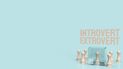 The  introvert  and extravert text for background 3d rendering.. - obrazy, fototapety, plakaty