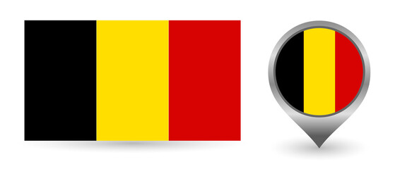 Vector flag Belgium. Location point with flag Belgium inside.