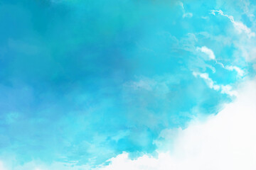 Fototapeta na wymiar ブルーの夏の空をイメージした風景イラスト