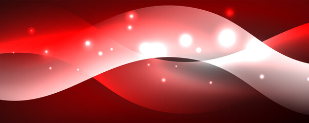 Shiny glowing neon wave, light lines abstract background. Magic energy and motion concept. Vector wallpaper template