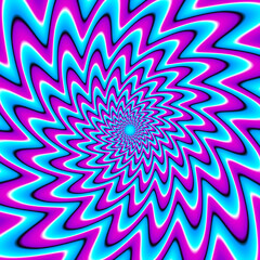 Blue background. Spin illusion.