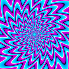 Blue background. Spin illusion.