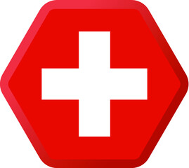 Flag of  Switzerland hexagonal icon with smoothed corners, shadows and lights