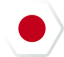 Flag of  Japan hexagonal icon with smoothed corners, shadows and lights