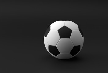Fototapeta na wymiar 3D Render Football Illustration, Soccer Ball with Black Background